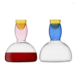 Hip Flasks 1500ml High Capacity Nordic Creative Colour Contrast Lead-Free Crystal Glass Kettle Heat Resistant Wine Fast Decanter Pot Home