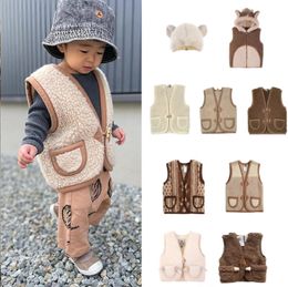 European Kids Winter Vest Jacket AL Brand Warm Woolen Baby Vest Waistcoats for Girl Boy Thick Fleece Outwear 231222