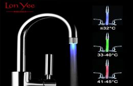 New LED Faucet Temperature Control Color Atmosphere Lights No Battery Hardware Sensor Sink Taps Glow With Connector Bathroom Decor6941869
