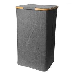 Laundry Bags Clothes Hamper With Lid Bamboo Dirty Baskets Handle Collapsible For Clothing Organising