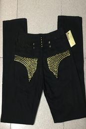 Mens Robin Rock Revival Jeans with Golden Crystal Studs Denim Pants Designer Trousers Wing Clips Jean size 30422666627