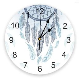 Wall Clocks Dreamy Bohemian Feather Dream Catcher Silent Home Cafe Office Decor For Kitchen Art Large