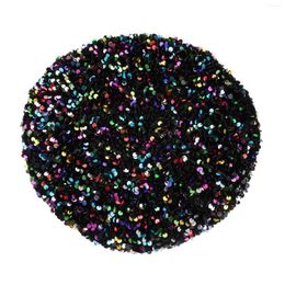 Berets Sequined Beret Women Fashion Sequins Clothing Black Accessories For Painter Hat Shiny