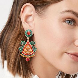 Dangle Earrings 2023 Colourful Crystal Rhinestone Small Bell For Women Exaggerate Statement Jewellery Christmas Party Gifts Wholesale