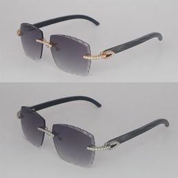 Luxury Moissanite Diamond Set Rimless Sunglasses Womans Big Stones 2 5 Carat Diamond Sun glasses Original MARBLED BLACK BUFFALO HO273L