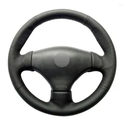 Steering Wheel Covers Black Faux Leather Hand Sewing No-slip Soft Car Cover For 206 1998-2005 SW 2003-2005 CC 2004 2005