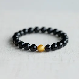 Charm Bracelets 8mm Natural Black Onyx Stone Bead Tiger Eye Bracelet Handmade Stretch Women Buddha For Yoga Meditation Jewelry Homme