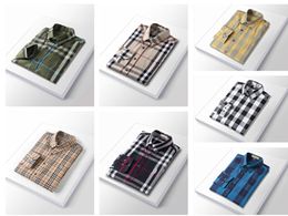 Luxury brand classic plaid stripes anti-wrinkle breathable fabric men's Designer Business casual men's shirt Fashion POLO shirt slim clothing S-3XLmen