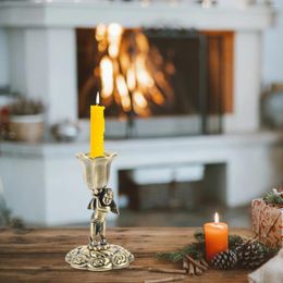 Candle Holders 2 Pcs Christmas Decorations Decorative Candlestick Pillar Metal Zinc Alloy Fireplace