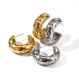 Stud Earrings 5Pairs Unique Design Jewellery Vintage 18K Gold Plated Stainless Steel Chunky Thick Hollow Statement Heart Ear