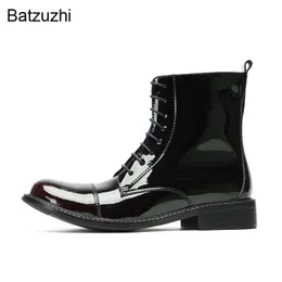 Handmade Men's Boots Lace-up Black Ankle Leather Boots for Men Round Toe Zip Flat Motorcycle Boots Man, Big Size 38-46