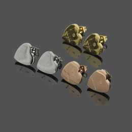 Never fade polished studs High Quality Extravagant Jewellery Fashion Stainless Steel Gold silver rose Plated heart G letter Stud ear290s