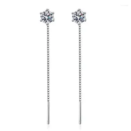 Stud Earrings S925 Sterling Silver Plated PT950 Mosonite 1 Carat Simple Classic Six Claw Wedding