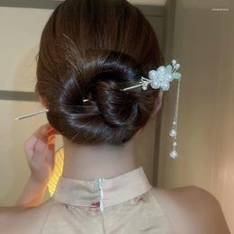 Hair Clips 2023 Fashion Classic Imitation Pearl Flower Tassel Stick Chinese Hanfu Hairpin Bridal Headdress Fork Jewellery Ornamen