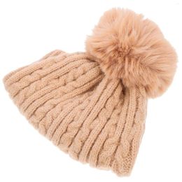 Berets Twist Fur Ball Cap Women Hat Has Keep Warm Outdoor Hats For Polyester Miss Caps