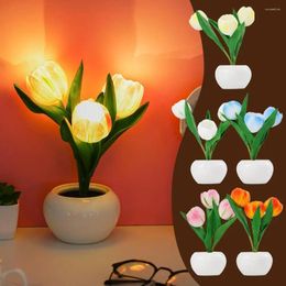 Night Lights Tulip Lamp Table Desk LED Simulation Light Ornaments For Home Living Room Desktop Decoration