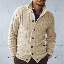 Men's Sweaters Male Cardigan Sweater Coat Button Closure Long Sleeve Stand Collar Warm Winter Thicken Man Clothing