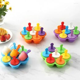 Baking Moulds Silicone Ice Tray Lolly Mould Fruit Shake Accessories 7 Holes Cream Children's Popsicle Food Supplement Box