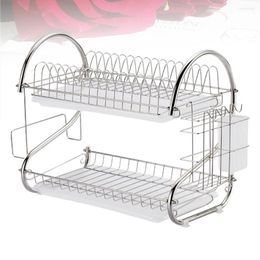 Kitchen Storage Dish Drying Rack Stainless Steel Drainer Utensil Holder For