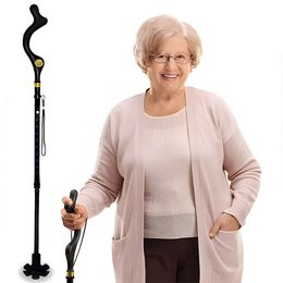 Foldable Walking Cane for Men Women Seniors Self Standing Folding Height Adjustable Stick Elderly Mobility Aid 231222