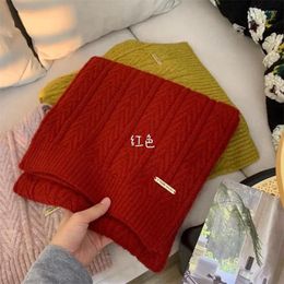 Scarves Wool Knitted Neck Scarfs For Women Winter Warm Shawls Wraps Solid Colour Cashmere Female Korea Style Scarf Ins 30x154cm