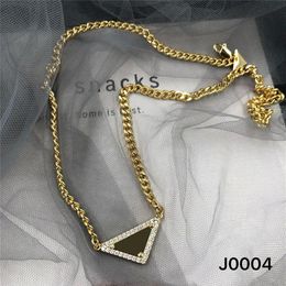 Trendy Triangle Diamond Designer Necklaces Letter Printed With Stamps Necklace Chain Rhinestone Women Collar Gift288W