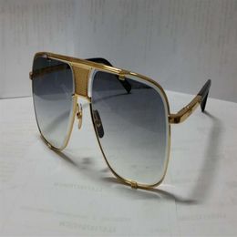 Men Pilot Square Sunglasses Black Gold Gray Gradient Lens 2087 Vintage Glases Mens Sunglasses Glasses Eyewear New with box331S
