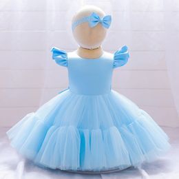 Summer Kids Girl Party Dresses Toddler Baby Baptism Dress For Girls 1 Years Birthday Wedding Clothes Princess Children Costume 231222