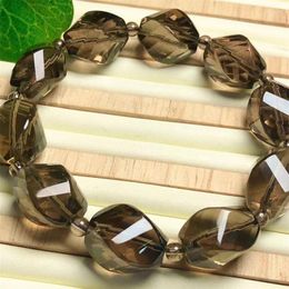 Link Bracelets Natural Smoky Quartz Bracelet Charms Strand Exquisite For Women Jewellery Gift Healing Crystal Energy 1pcs 12x18mm