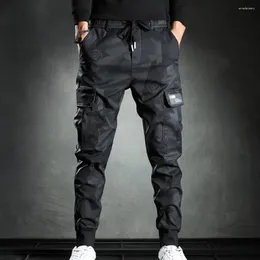 Men's Pants Men Fashion Cargo Camouflage Drawstring Multi Pockets Bottoms Ankle Tied Trousers Tactical Military Streetwear
