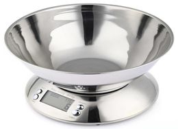 5kg 1g Stainless Steel Kitchen Food Scale LCD Digital Electronic Kitchen Weight Scales with Bowl Alarm Timer Temperature Sensor Y28997202