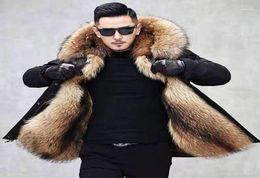 Men039s Down Parkas Winter Jacket Men Clothing 2022 Fashion Faux Fur Lined Hooded Mens Parka Solid Thick Jackets Coats Male Y2233435