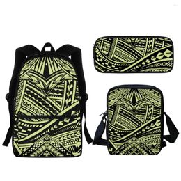 School Bags 3PC Polynesian Tattoo Printing Casual Student Bag College Fashion Retro Backpack Lunch Satchel Pencil Case Gift 2024