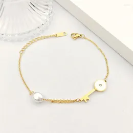 Bangle Irregular Imitation Pearl Bracelet For Women Love Lock Natural Stone Pendant Adjustable Cuffs Anniversary Jewellery Brace