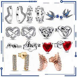 925 Sterling Silver Sparkling Infinite Heart Dings Fashion PAN Earrings Women's Fashion Boutique Gift Anniversary Birthday Gift Free Shipping