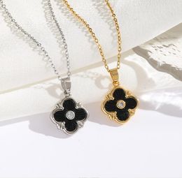 Pendant Necklaces Classic Fanjia Diamond Inlaid Titanium Steel Necklace Women's Flower Pendant Minimalist Collar Chain