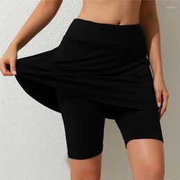 Two Piece Dress Casual Leggings Tennis Pants Sports Solid Colour Fitness Skirt Shorts Legging Middle Waist Half 2023
