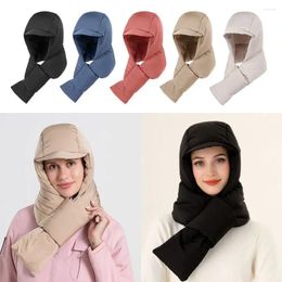 Berets Duck Down Ear Protection Hat Fashion Windproof Neck-cross Neck Scarf Cap Unisex Thicken Balaclava Outdoor Sports
