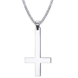 Pendant Necklaces 2021 Lucifer Satan Satanism Gothic Jewellery Upside Down Cross Inverted Of St Peter Necklace224t
