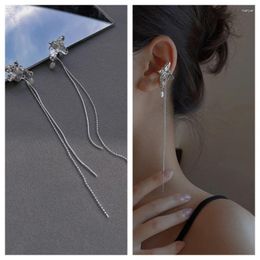 Backs Earrings 1Pairl Metal Tin Foil Tassel Leaf Irregular Korean Ear Clip Simple Boho Uneven Surface Pearl For Women Jewellery Gift