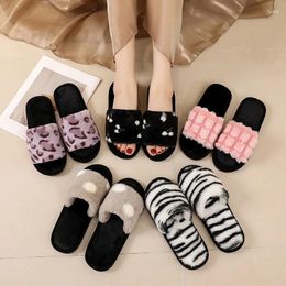 Slippers Leopard Print Fluffy Women's Outdoor Wear Autumn Air-Conditioned Room