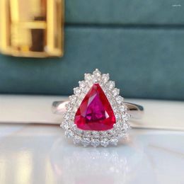 Cluster Rings H218 Ruby Ring Fine Jewellery Solid 18K Gold Nature Red 2.02ct Diamonds For Women Presents