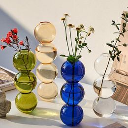 Vases Nordic Glass Bubble Vase INS Flower Arrangement Modern Creative Spherical Home Decoration Birthday Gift Pots