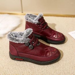 Boots Mother Winter Thicken Warm Cotton Shoes Fashion Retro Women Soft Bottom Non-slip Snow Female Comfortable Flat