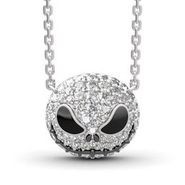 Nightmare before Christmas Skeleton Necklace Jack Skull Crystals Pendant Women Witch Necklace Goth Gothic Jewelry Whole J1218281S