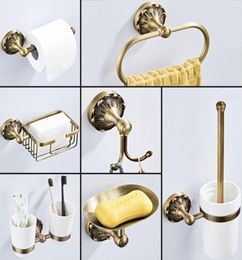 Antique Bathroom Accessories Set Bronze Toilet Paper Roll Holder Bathroom Shower Soap Dish Robe Hook WC Brush Holder Towel Ring18497057