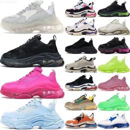 10A 2023 triple s men designer casual shoes platform sneakers women clear sole black white grey green red pink blue Royal Neon mens trainers tennis