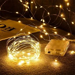 1pc, 20 LED Wire Garland String Lights, Warm White Home Wall Room Decor, Holiday Party Wedding Festival Indoor Bedroom Table Ramadan Christmas Decoration