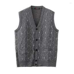 Men's Sweaters Casual Simple All-match V-Neck Sleeveless Vest Men 2023 Autumn Winter Arrival Knitted Cashmere Sweater A13