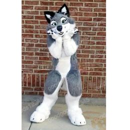Cute Grey Dog Wolf Fox Fursuit Mascot Costumes Christmas Cartoon Character Outfit Suit Character Carnival Xmas Halloween Adults Size Birthday Party Outdoor Outfit